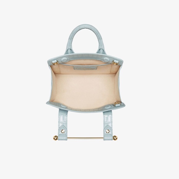 Strathberry Duck Egg Blue Croc Embossed Top Handle Nano Tote NWT - Picture 5 of 7